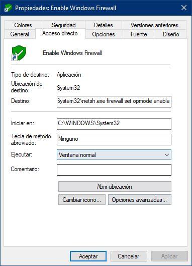 Propiedades acceso directo Windows - 2