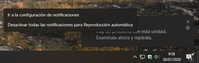 Desactivar notificación de reproducción automática en Windows
