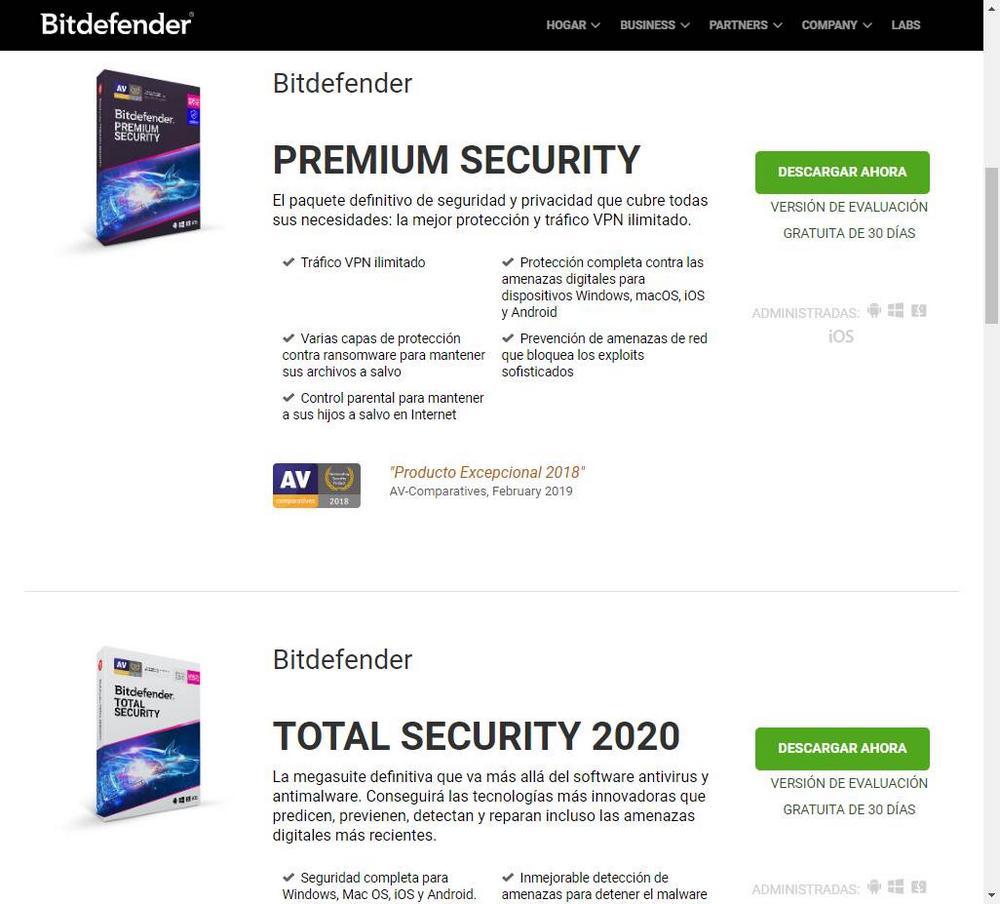 Ediciones antivirus Bitdefender