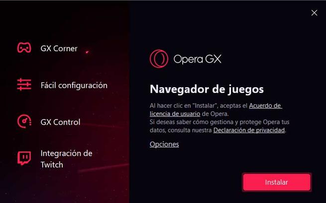 Opera GX 99.0.4788.75 instal