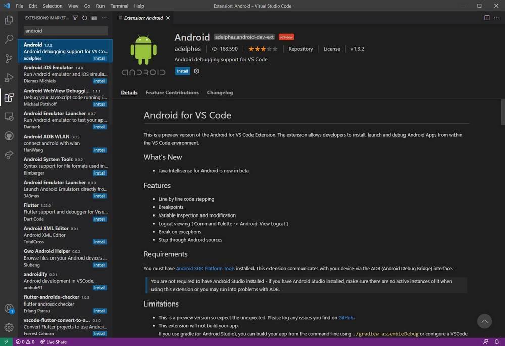 Visual studio code on android - garcalendar