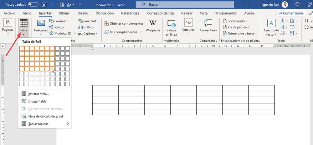 Create tables in Word