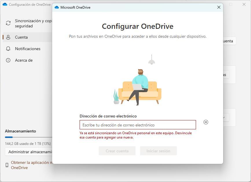 Error iniciar sesión varias cuentas OneDrive