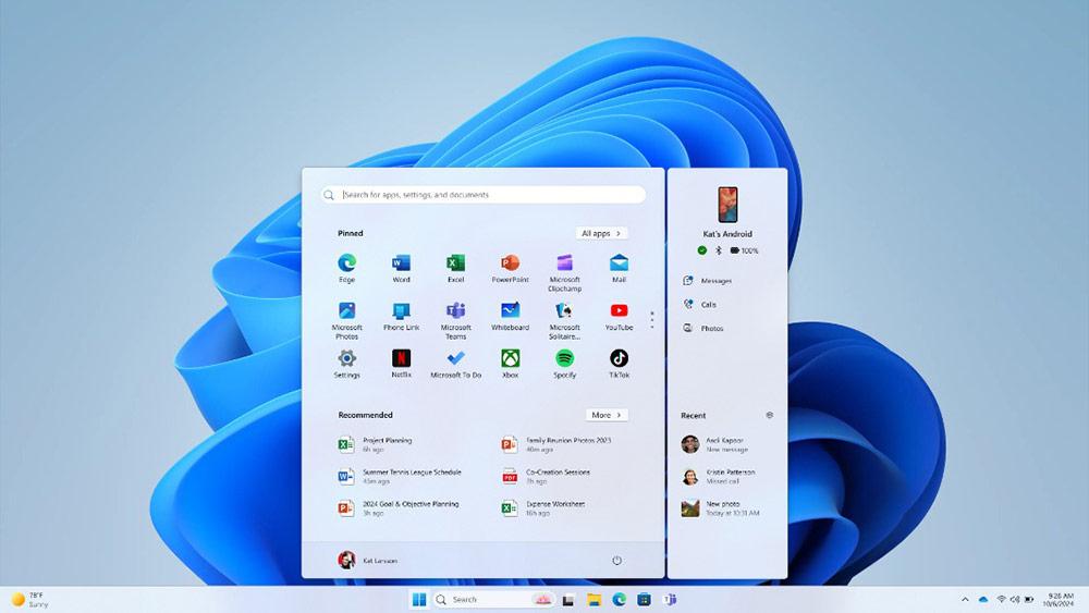 Mobile link in Windows 11 Start menu