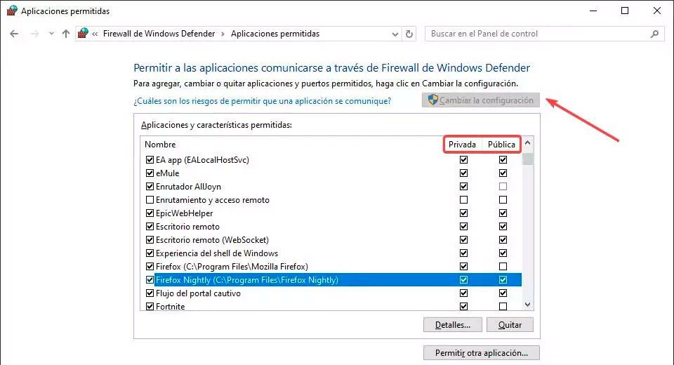 Change Windows Firewall application permissions