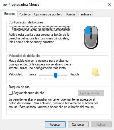 Mouse properties in Windows