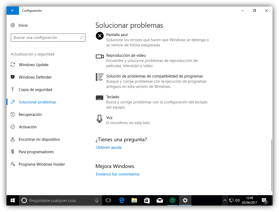 Usar Solucionador De Problemas En Windows 10 Creators 0772